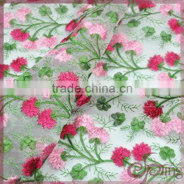 Multicolor plain floral wholesale embroidered organza fabric lace