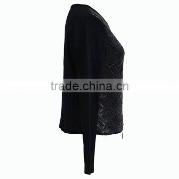 Factory Directly Provide Double Zip Long Sleeve O-neck Womens Black Elegant Blazer photo-3