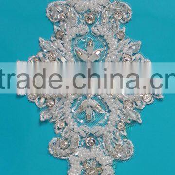 Hand work rhinestone applique sarees design for bridal wedding dress