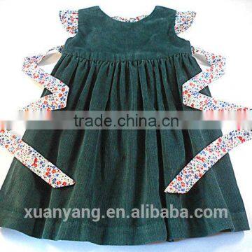 New design jasper corduroy cotton frock kids clothes western style girls party dress