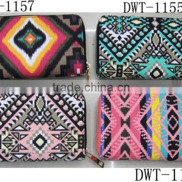 Fashion Nice Stylish Lady Zipper Around Geometrical Cotton Wallet photo-2