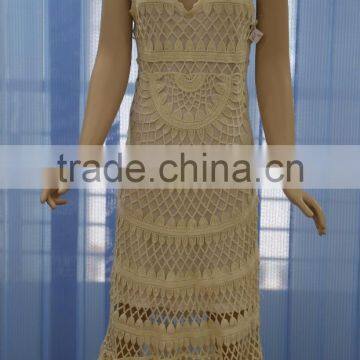 latest machine crocheted ladies sleeveless long evening dress