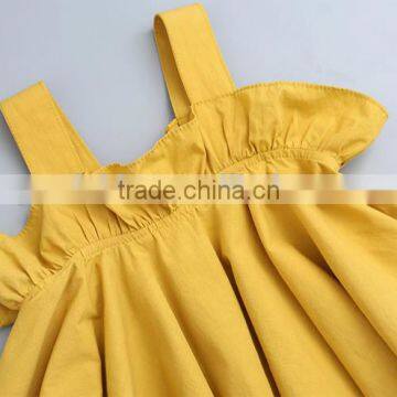 2017 New Design Shirts Casual Girl Wide Shoulder Strap Top Clothes Ruffle Clothes Summer Dresses photo-2