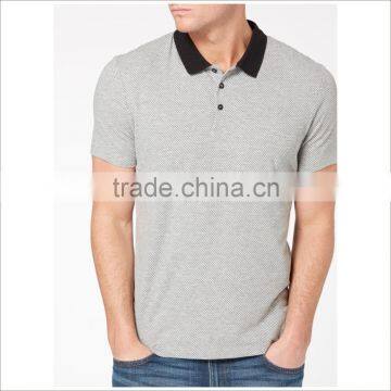 Customized Printed Logo Design Short Sleeve Grey Men Polo T Shirt In Black Collar photo-2