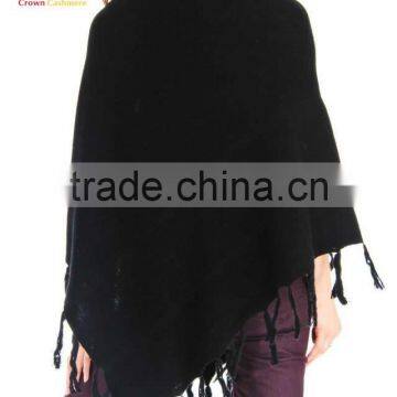 Classic Cashmere Fringed Poncho Cashmere Poncho Sweater Wrap photo-3