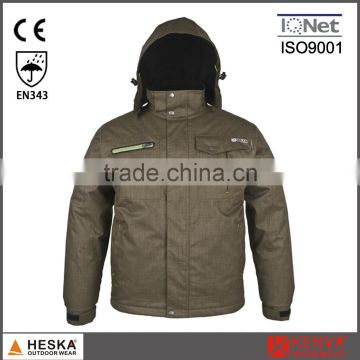 OEM fashion winter wear parka jacket men with waterproof EN343