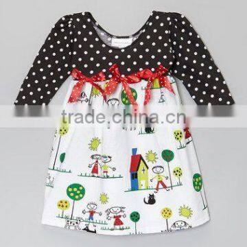 wholesale children's boutique clothing Summer girls dress printing flower fashion clothing