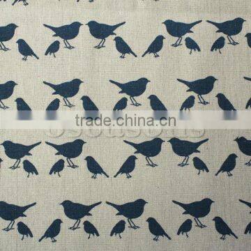 Burlap Fabric Deep blue Bird Pattern 160cm x 100cm,1M