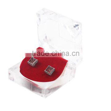 Customized Insert Red Diamond Unisex Sterling Silver Stainless Steel Hiphop Earrings Wholesale photo-3