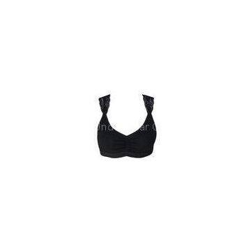 Black Elastic Cotton  pullover bra with Lace Strap Leisure