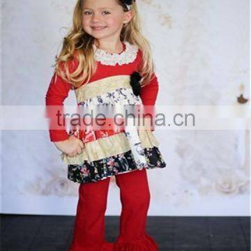 Wholesale Stripe Icing Ruffle Fall Girls Top and Pant Sets