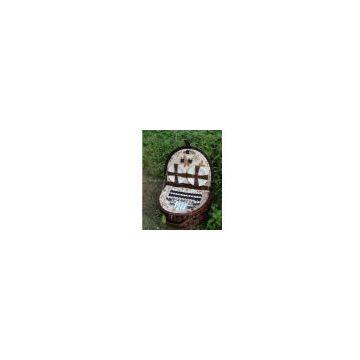 4 Person round Wicker Picnic Basket