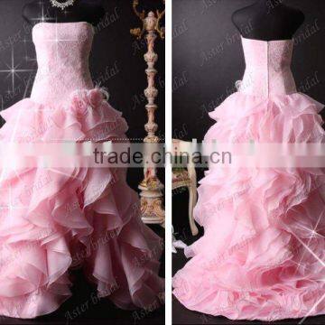 elegant popular satin beading pink bridal gowns wedding dress RB066