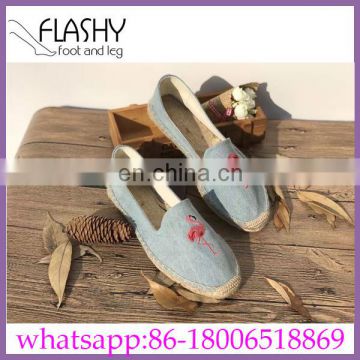 Wholesale new arrival women embroidery design flat shoes espadrilles