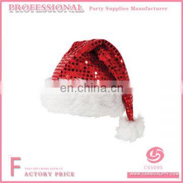 Adult Red Christmas Shiny Sequin Santa Hat