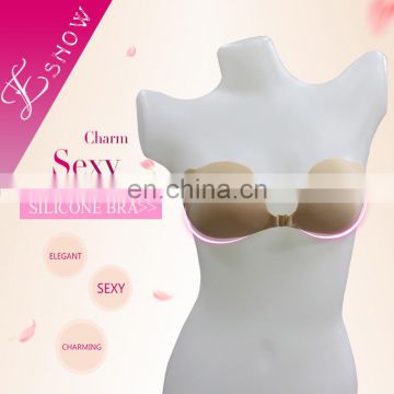 ES6612 Golden Wholesale Fashion Sexy Breathable Invisible Nude Silicone Bra for Dress