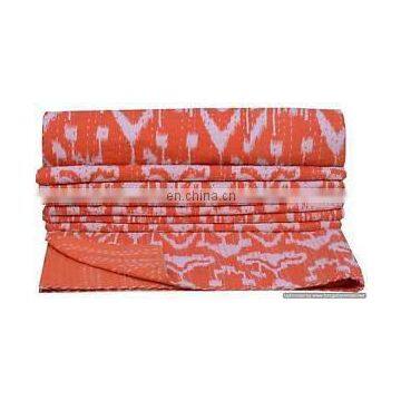 60"x90" Ralli Blanket Handmade Bedspread Bedding Ndian Reversible Kantha Quilt Handmade Ikat Print Bedspread Twin Size Throw photo-2