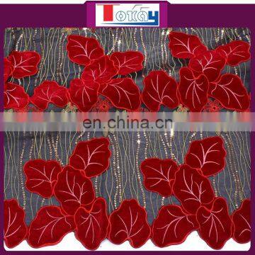 Cheap price organza fabric types with velvet