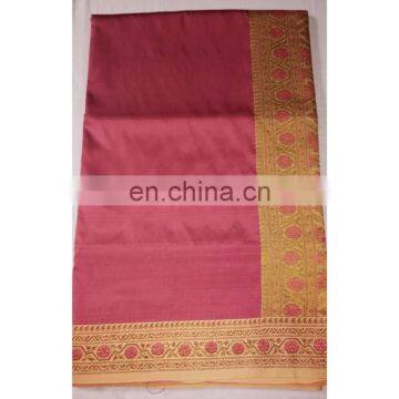 Women's Designer Wedding Wear Pink Handmade Valkalam Banarasi Silk Bridal Saree Party Wear Dress