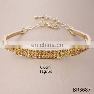 Wholesale fashion jewelry gold plating yellow color  bracelets with crystal