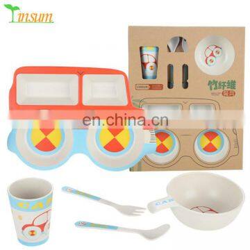 ECO Friendly BPA Free Kid Dinnerware Sets Bamboo Fibre Tableware