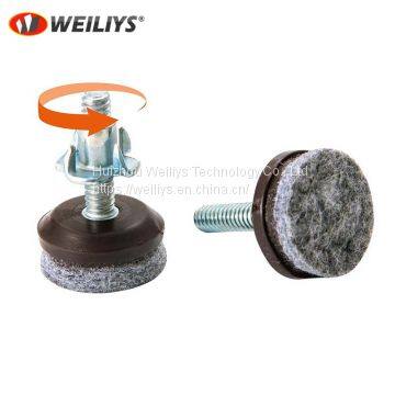 Furniture Levelers | Heavy Duty & Integrated High-Density Felt | Fully Threaded Adjustable Height 0.5