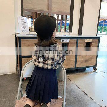 C1025/Hot Sell Wholesale Fashion Cotton Baby Girls Pleated Knee Skirt High Quality School Kid Clothing