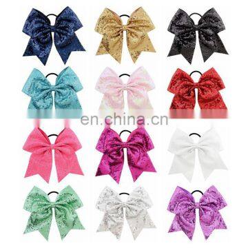 12colors 8Inches Children Girl Hairbands Girl Solid color Sequin Hair Bows