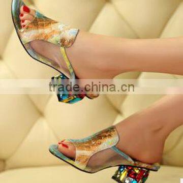 new 2016 summer European fashion diamond thick ladies slippers wholesale