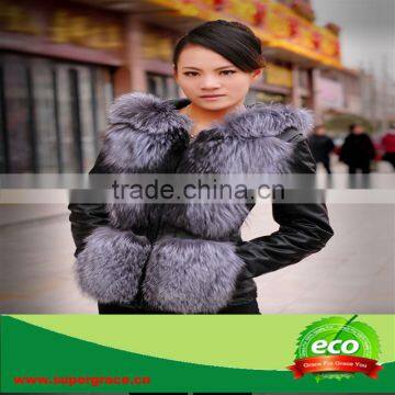 Great Fashion Sexy Women Silver Fox Coat