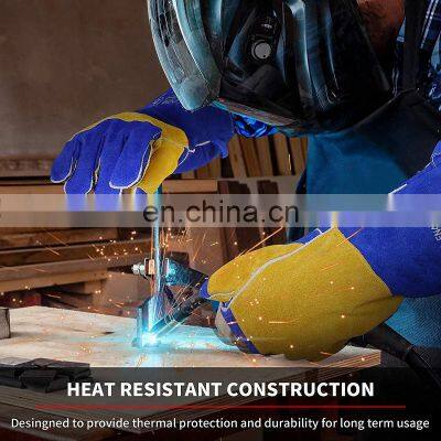 Heat Fire Resistant Mitts Oven Grill Fireplace Pot Holder Leather Welding Gloves