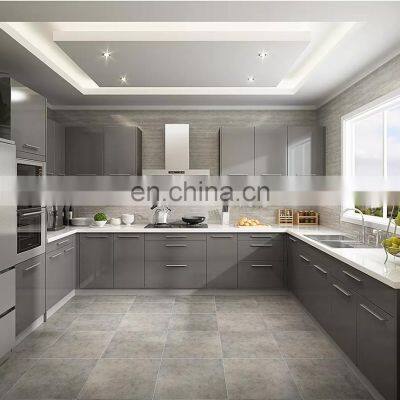 Modern Black Kitchen Furniture Set Modular White Lacquer Kitchen Cabinet Designs