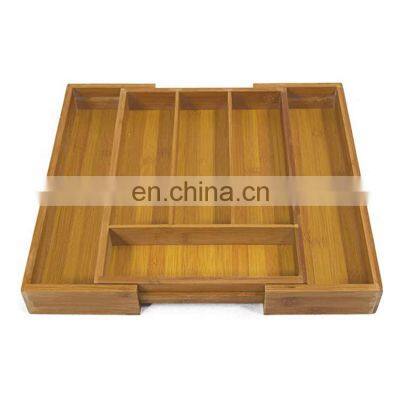 K&B bamboo expandable kitchen drawer tray adjustable cutlery bamboo drawer organizer