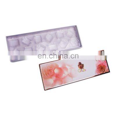 Laminated cardboard chocolate packaging box with PET divider chocolate  candy  favor boxes high end