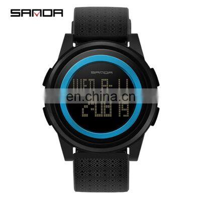 SANDA 337 Silicone Sport Watches For Men Waterproof Fashionable Week Date Time Showed Digital Wrist Watch