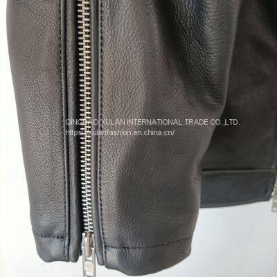 NEW ARRIVAL 2022AW MEN'GENUINE COWHIDE LEATHER MOTO JACKET photo-2