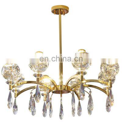 Hot selling modern lighting crystal chandelier luxury decoration home living room bedroom villa 8 12 arms brass LED chandelier