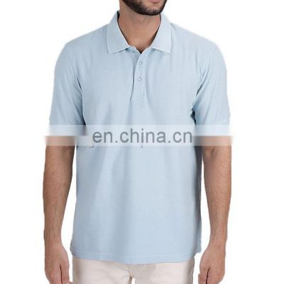 Sky Blue 100% cotton polo shirt for men Latest design high quality plain polo t shirt