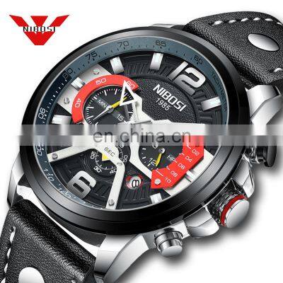NIBOSIop Brand Man Watches With Chronograph Sport Waterproof Clock Military Luxury Men's Watch Analog Quartz