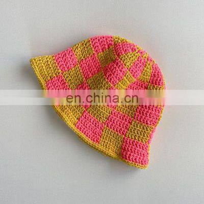 Hot Sale Crochet Checkered Bucket Hat, Cotton Bucket Hat Vietnam Supplier Cheap Wholesale photo-3