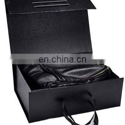 Customization Garment Clothing Black Matte Rigid Book Shape Magnetic Embossed Gold Foil Gift Folding Box With Insert