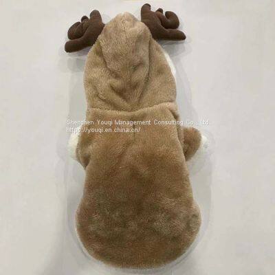 Antler Dog Clothes/ Brown Soft Dog Clothes/ Fashion Dog Clothes photo-2