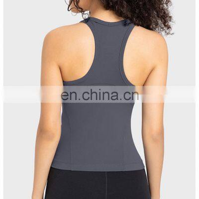 New Sportswear Fashion Quick Dry Racer Back Anti-bacterial Spandex Custom Logo Fit Activewear Workout Yoga Tank Top For Women