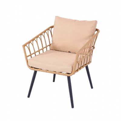 Easy to Assemble 3pcs Steel Garden Wicker Sets With Square Side Table photo-3