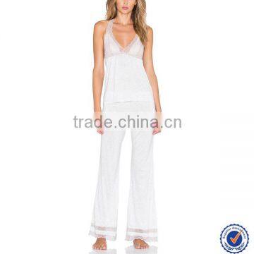 Mature women sexy sleepwear adult pajamas two piece lace trim women sleepwear