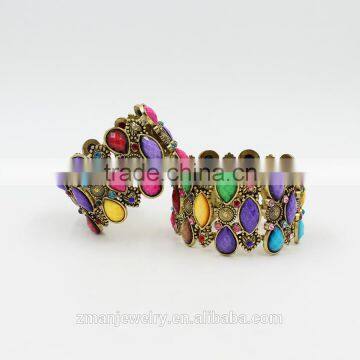 2015 Newest Bohemia Style Colorful Resin Stone Fashion Bangle Bracelet