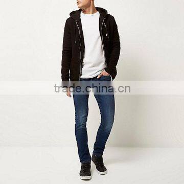 Hot Sale Zipper Details Black Fleece Hoodies photo-3