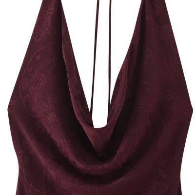 2025 Spring/Summer New European and American Style Women's Fashion Style Sexy Jacquard Hanging Neck Dress photo-3