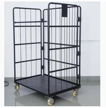 Customizable Wire Mesh Rolling Cage Trolley With Shelves for Flexible Storage
