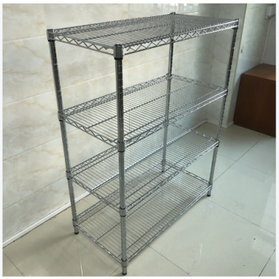 4-Tier Chrome Steel Wire Shelving Unit with Baskets, Wire Basket Shelf
